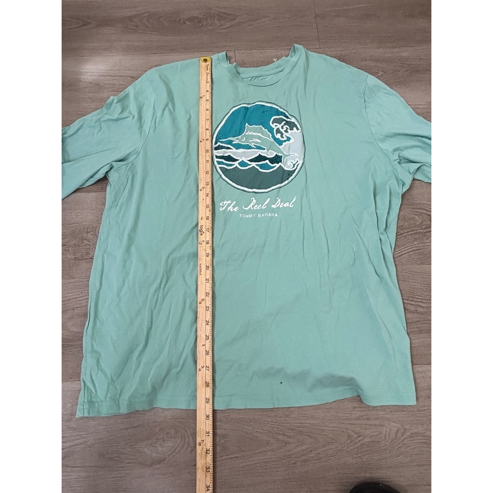 Tommy Bahama The Reel Deal Marlin Graphic Long Sleeve Tee Shirt Mint Green XL